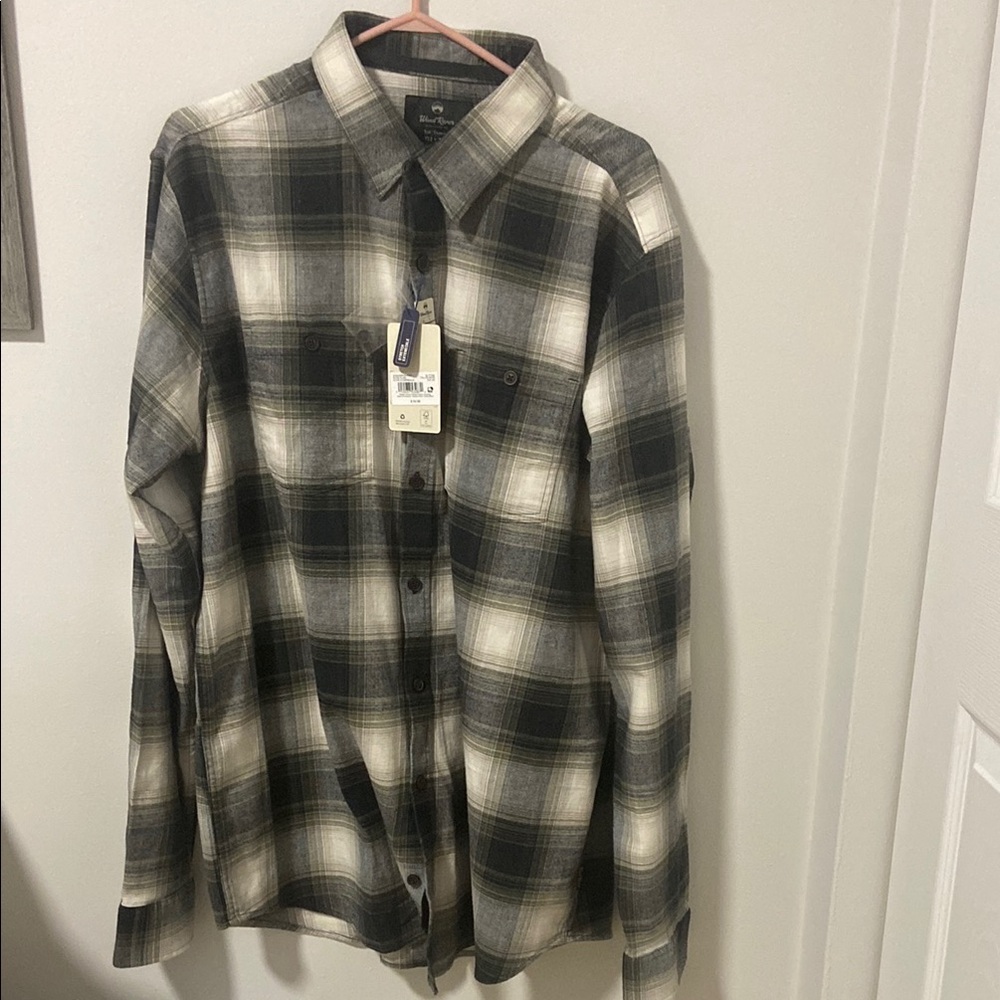 Men's Black and White Plaid Shirt NWT